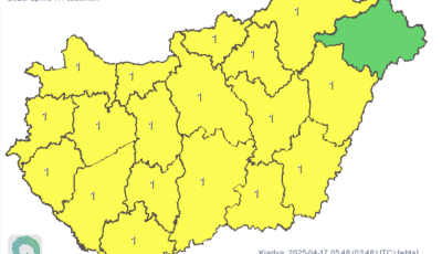 J&eacute;geső &eacute;s zivatar miatt figyelmeztet&eacute;st adtak ki cs&uuml;t&ouml;rt&ouml;k d&eacute;lut&aacute;nra