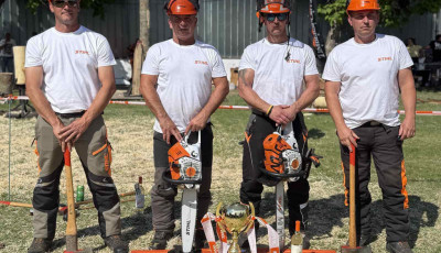 Encsi tűzolt&oacute;k &aacute;llhattak a dobog&oacute; tetej&eacute;re a STIHL Bajnokok Bajnoka fakitermelő verseny&eacute;n